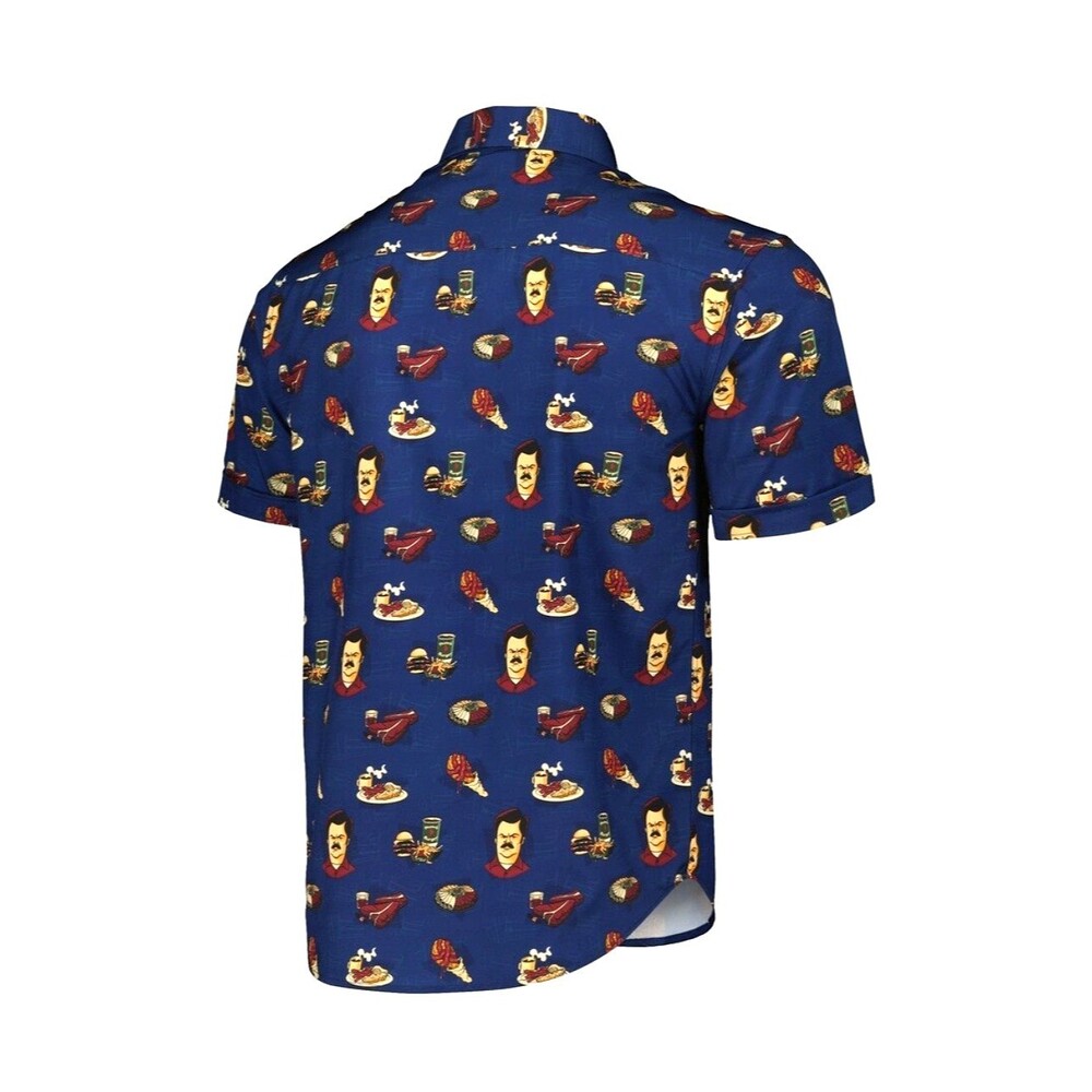 RSVLTS Navy Blue Parks Recreation Turf N Turf Kunuflex Short Sleeve Shirt 2XL - Picture 8 of 10